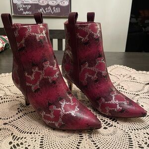 Andiamo snakeskin high heal boot with zipper back